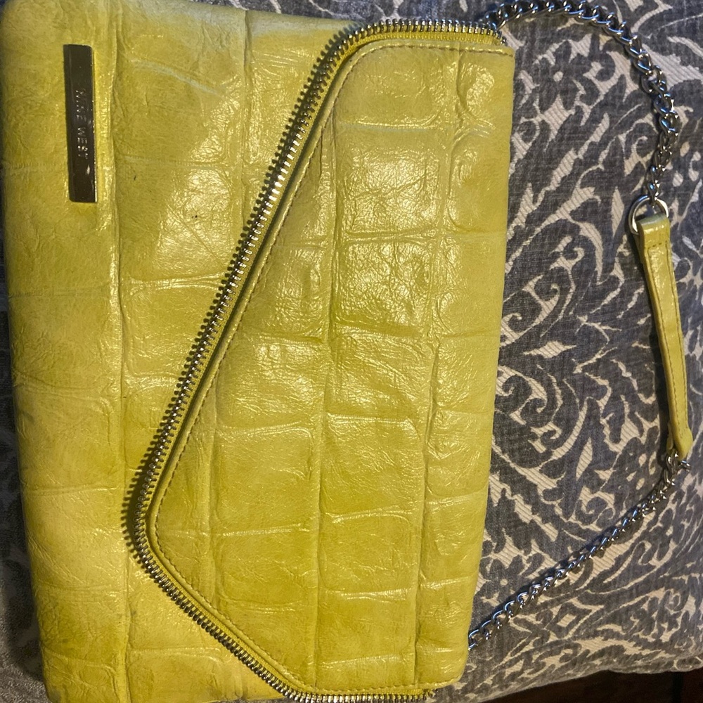 Nine West Lime Green Croc-Embossed Bag